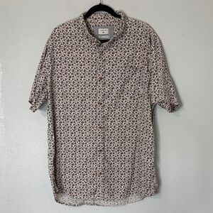 Quicksilver Floral White Gray Floral Button Down Shirt XXL